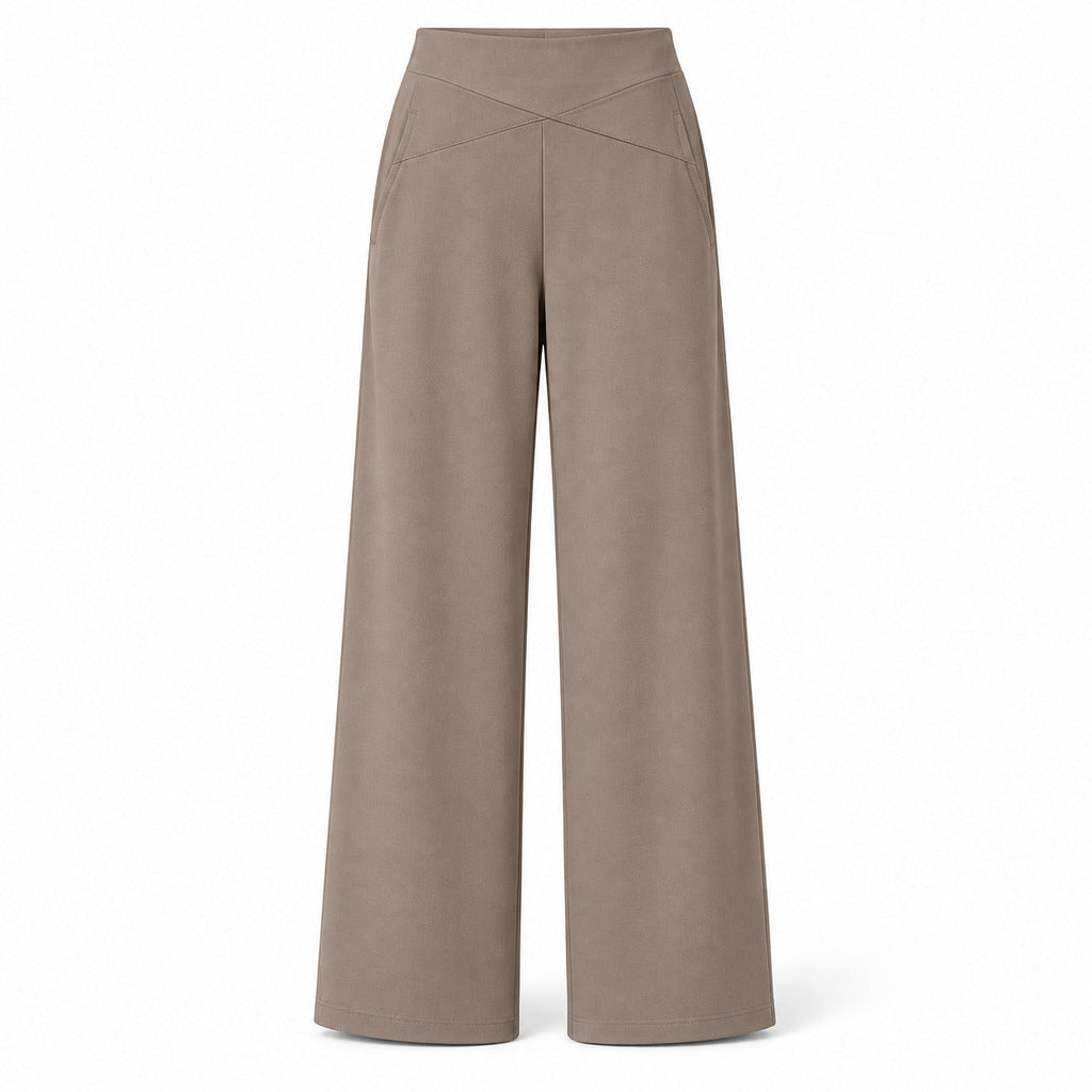 CrossPanel Wide-Leg Pants – Warm Taupe Women's Pants, One Size