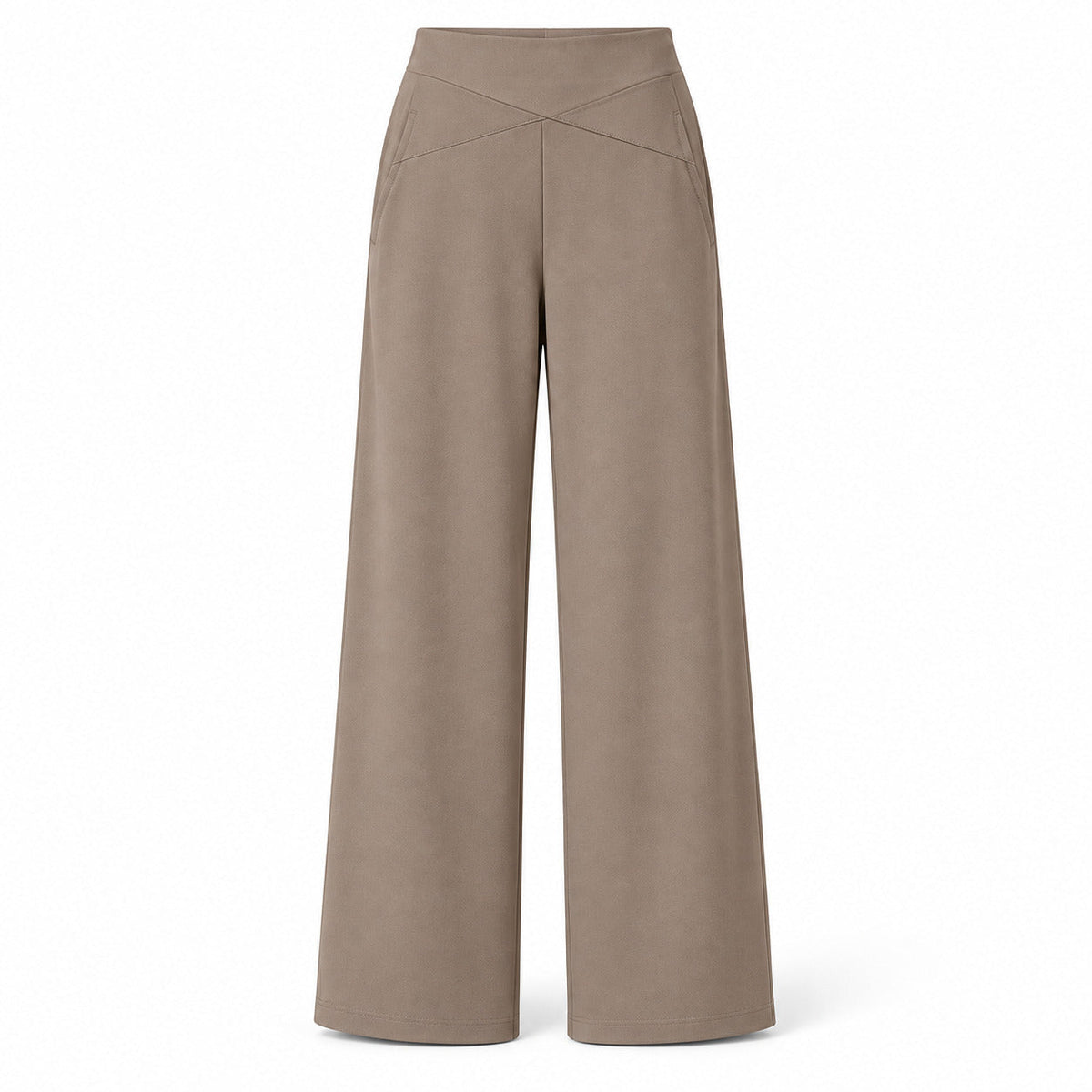 CrossPanel Wide-Leg Pants – Warm Taupe Women's Pants, One Size