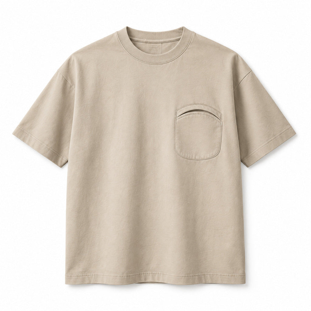 ArcPocket Box Tee – Sand Beige Unisex Tee, One Size