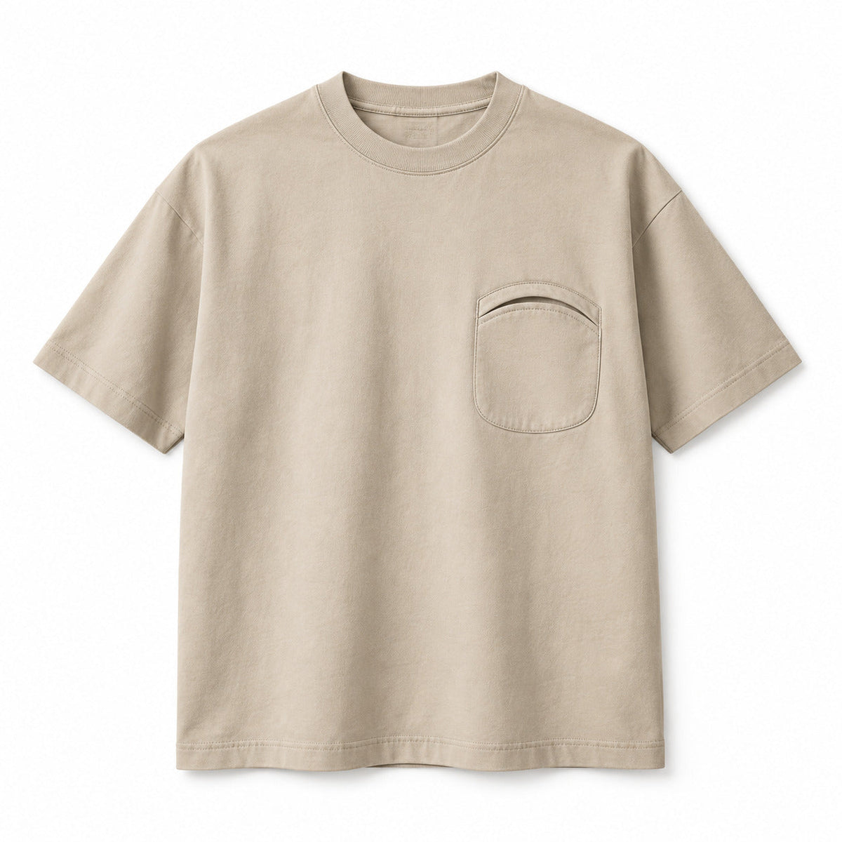 ArcPocket Box Tee – Sand Beige Unisex Tee, One Size