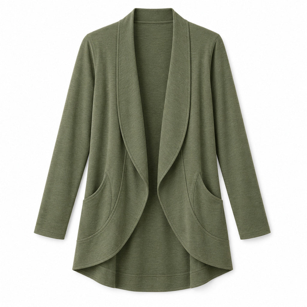 FoldArc Open Cardigan – Muted Moss Unisex Cardigan, One Size