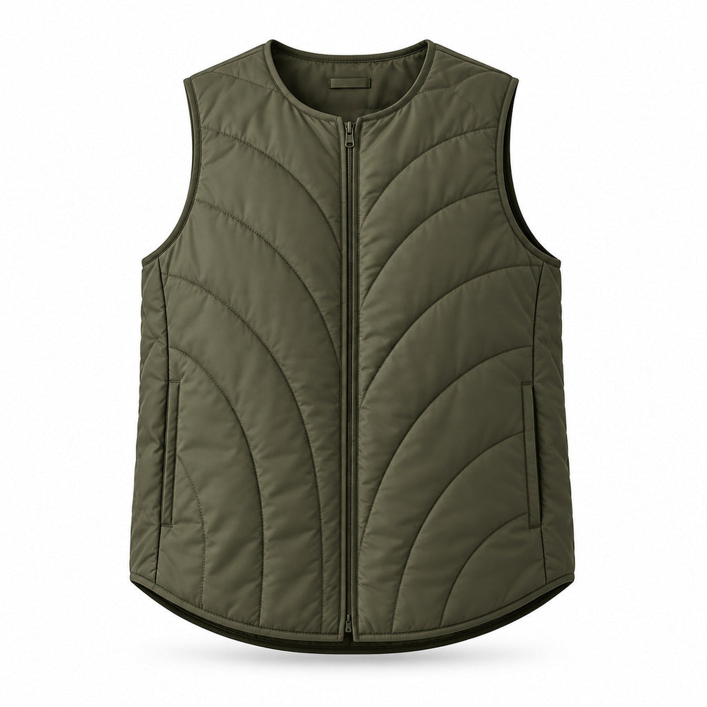 CurveQuilt Lightweight Vest – Smoky Olive Unisex Vest, One Size