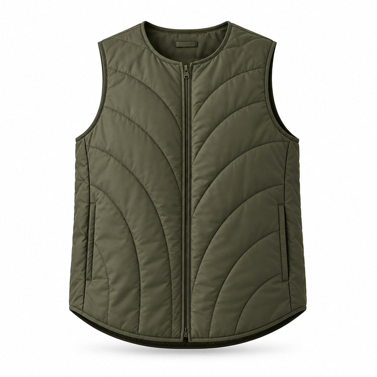 CurveQuilt Lightweight Vest – Smoky Olive Unisex Vest, One Size