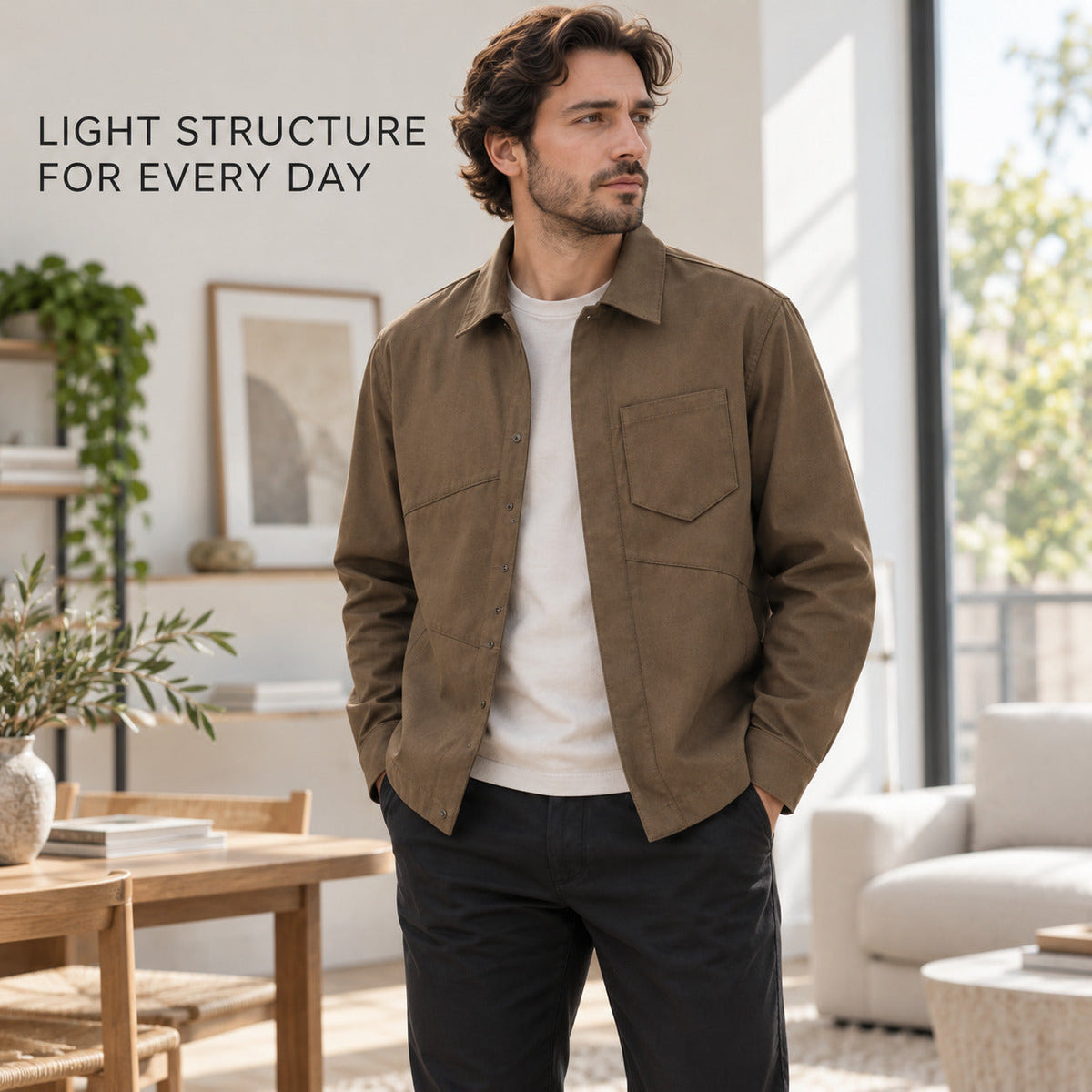 PanelShift Shirt Jacket – Muted Tobacco Unisex Jacket, One Size