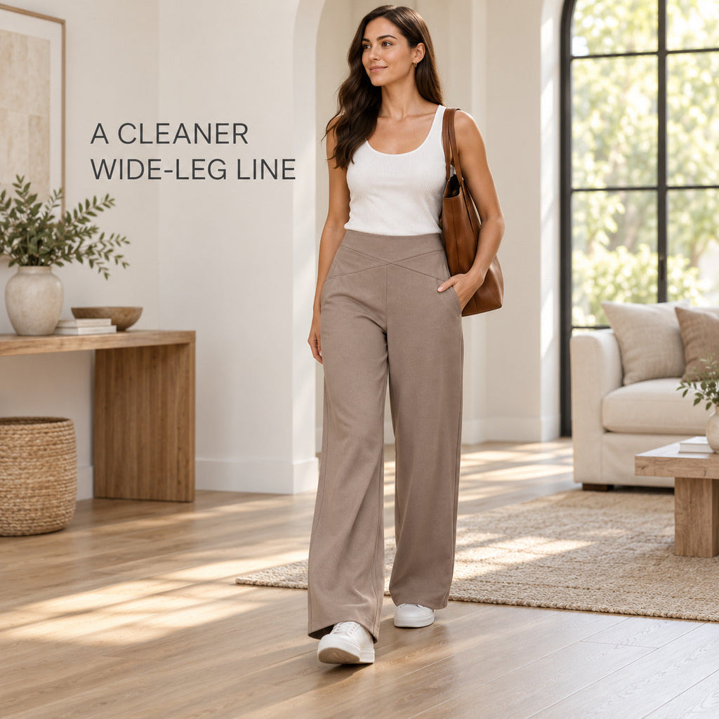CrossPanel Wide-Leg Pants – Warm Taupe Women's Pants, One Size