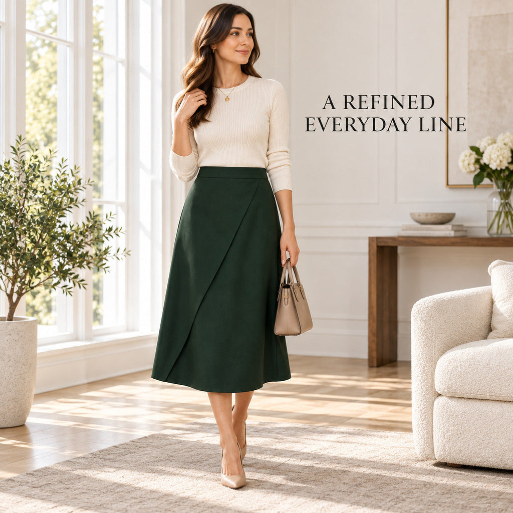 WrapLine Everyday Midi Skirt – Deep Forest Women's Skirt, One Size