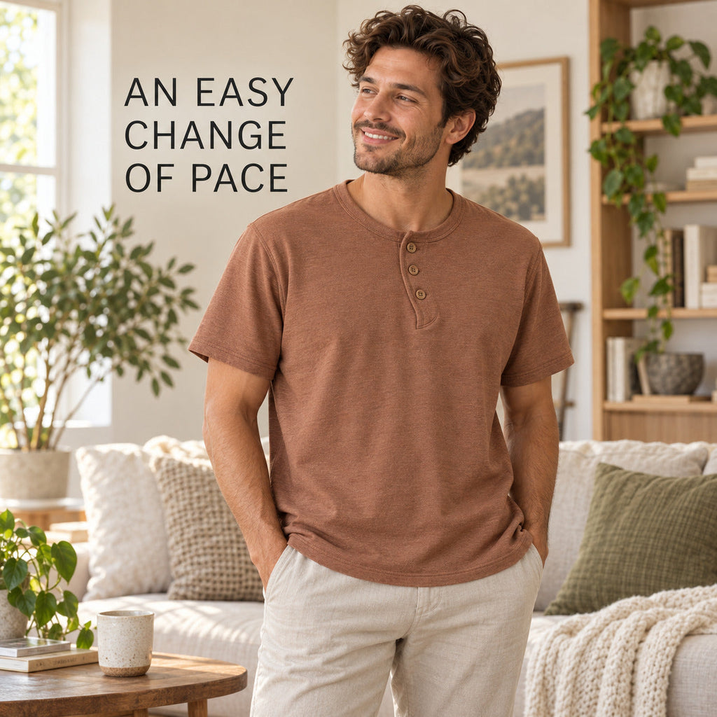 LoopPlacket Everyday Henley – Warm Clay Unisex Henley, One Size