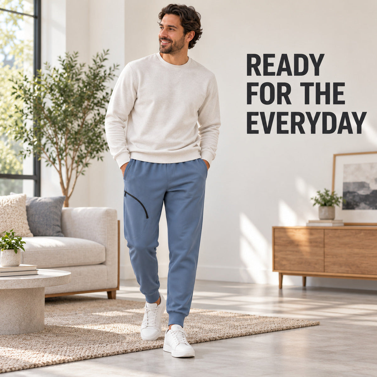 PocketArc Relaxed Joggers – Stone Blue Unisex Joggers, One Size