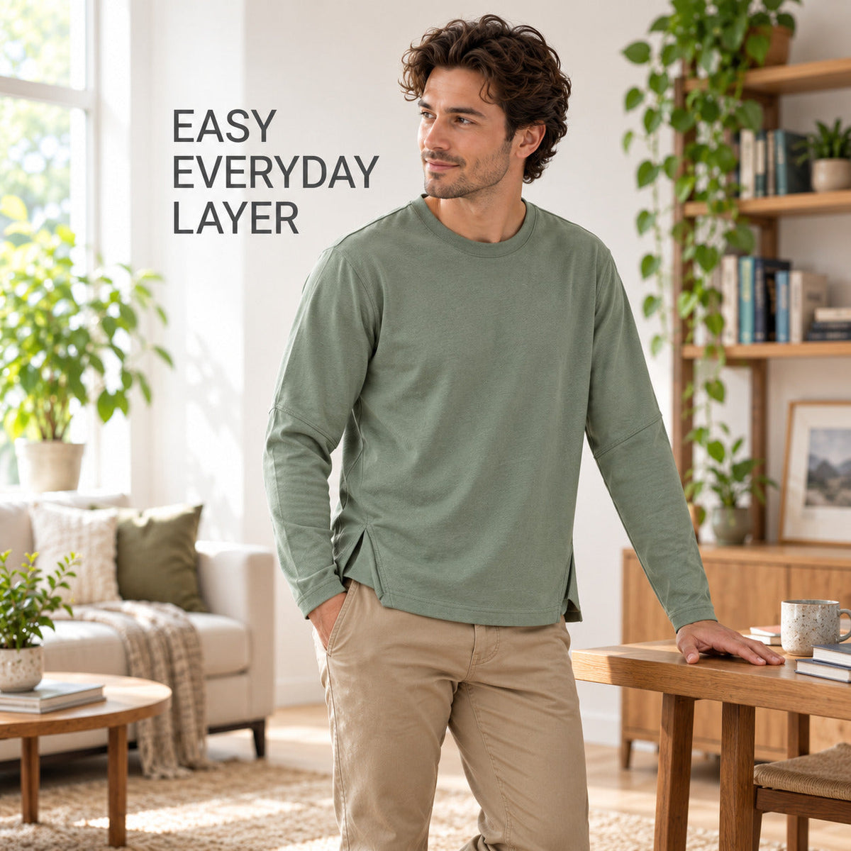 VentFold Long-Sleeve Top – Muted Sage Unisex Top, One Size