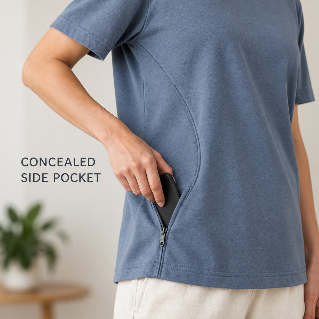 ContourEase Modular Crew Tee – Slate Blue Unisex Tee, One Size
