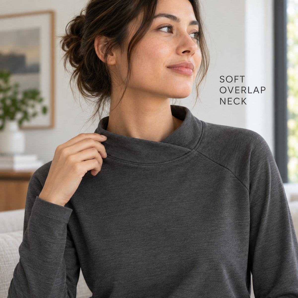 PivotNeck Lightweight Top – Charcoal Gray Unisex Top, One Size