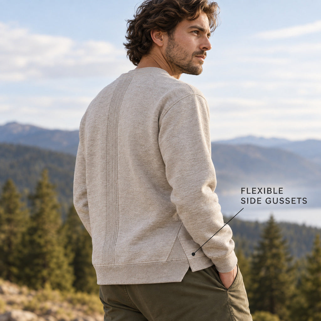 RidgeLine Crew Sweatshirt – Heather Oat Unisex Sweatshirt, One Size