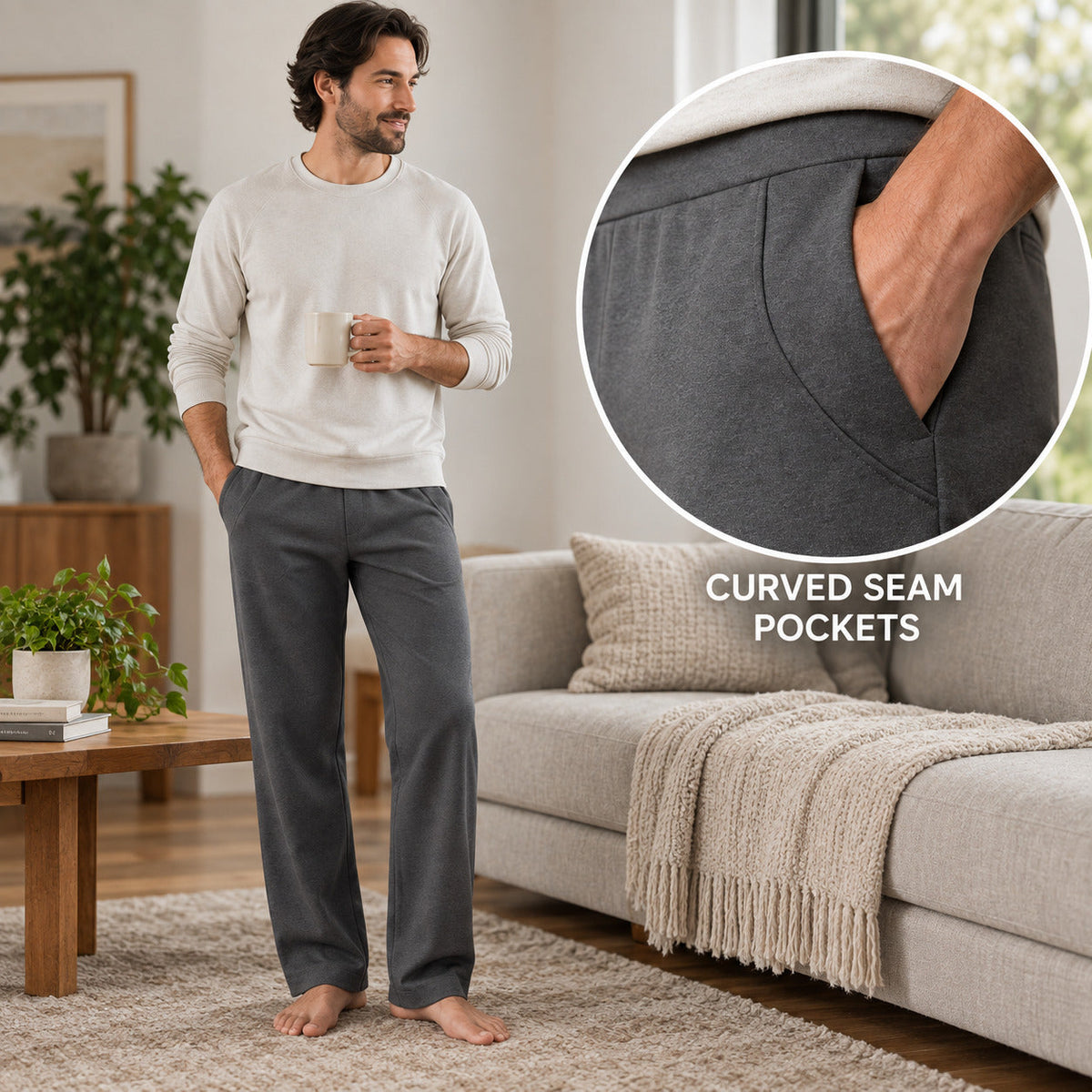 FlexRoute Straight Lounge Pants – Graphite Unisex Pants, One Size
