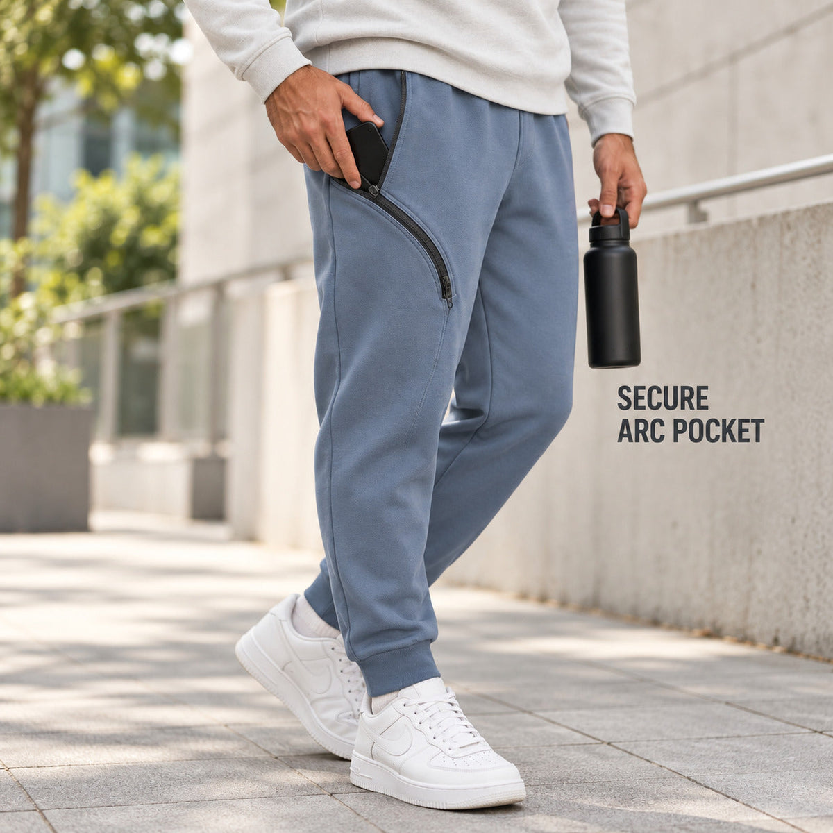 PocketArc Relaxed Joggers – Stone Blue Unisex Joggers, One Size