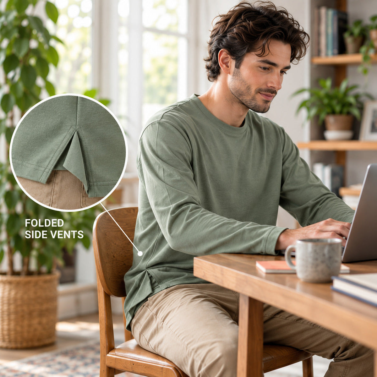 VentFold Long-Sleeve Top – Muted Sage Unisex Top, One Size