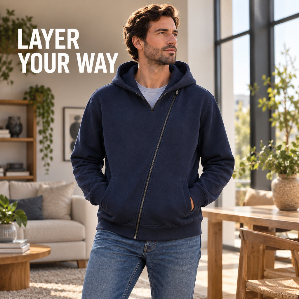 SplitPath Zip Hoodie – Deep Navy Unisex Hoodie, One Size