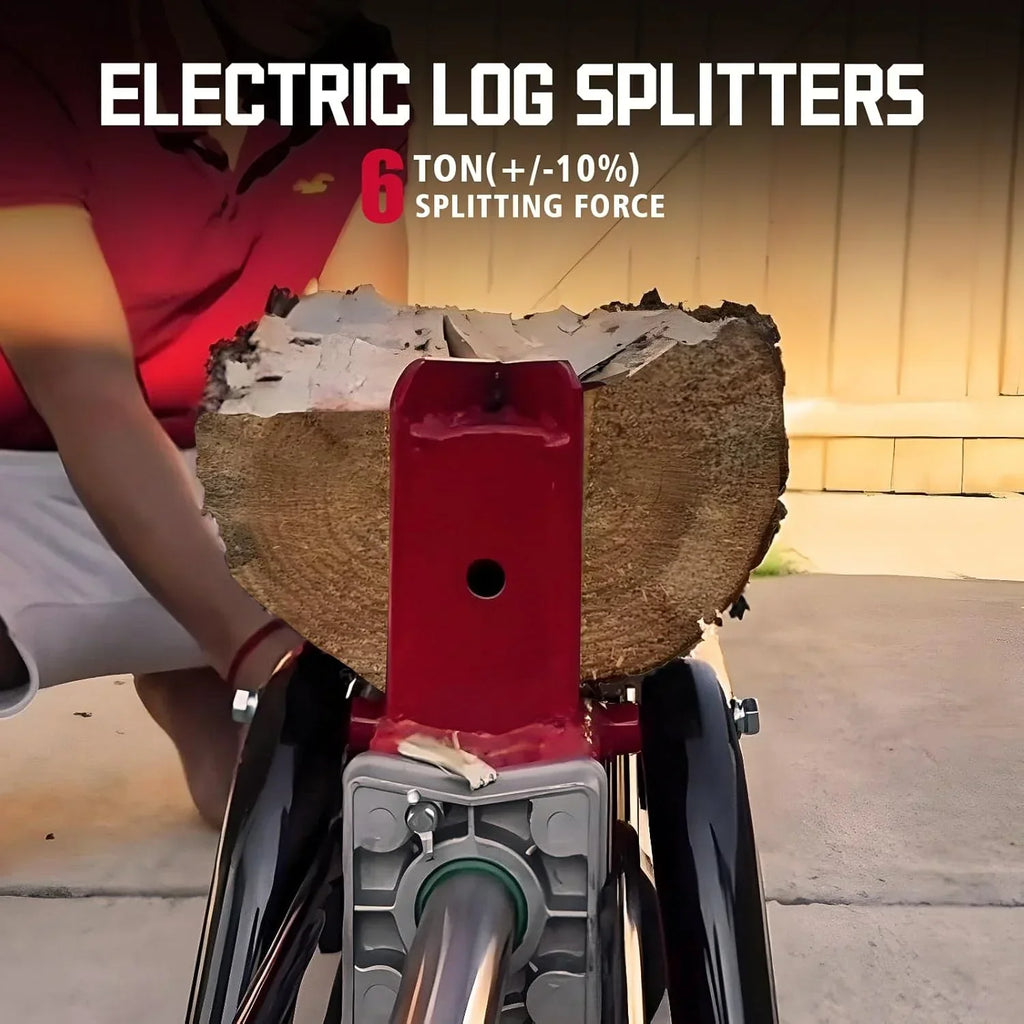 Electric Log Splitter 7-Ton - Efficient Wood Splitter with 3500 Motor Speed, 15 Amp, Horizontal Full Beam Design and Steel Wedge for Firewood & Kindling Cutting