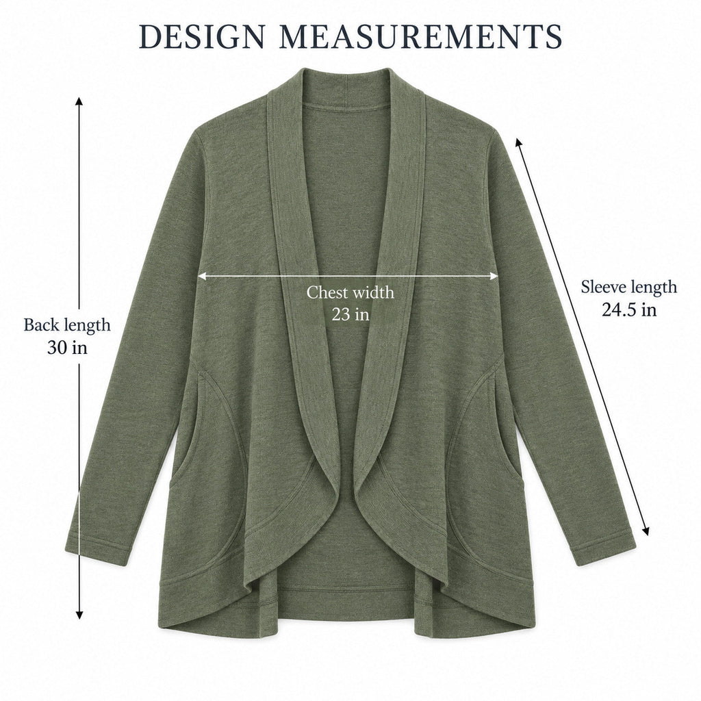 FoldArc Open Cardigan – Muted Moss Unisex Cardigan, One Size