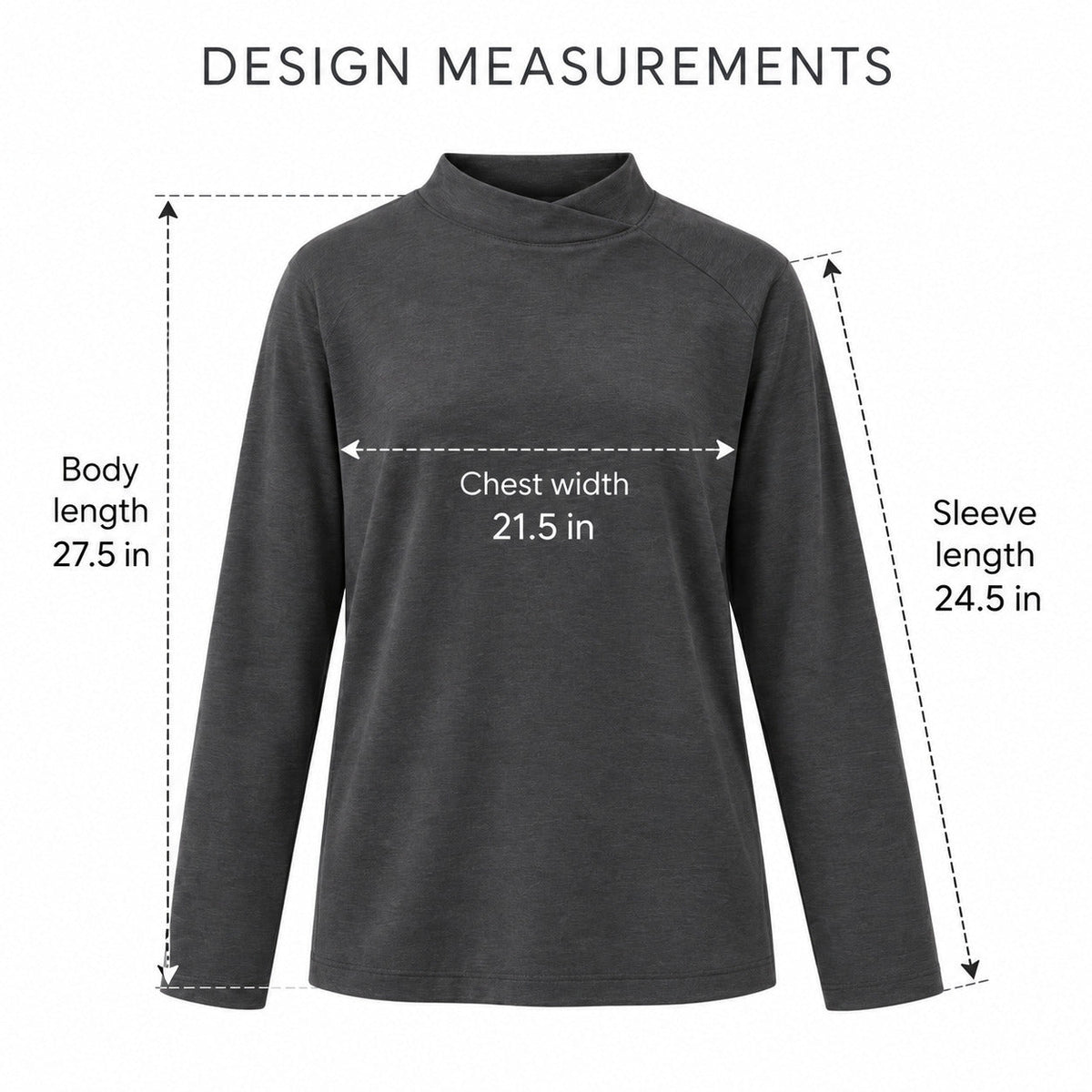 PivotNeck Lightweight Top – Charcoal Gray Unisex Top, One Size