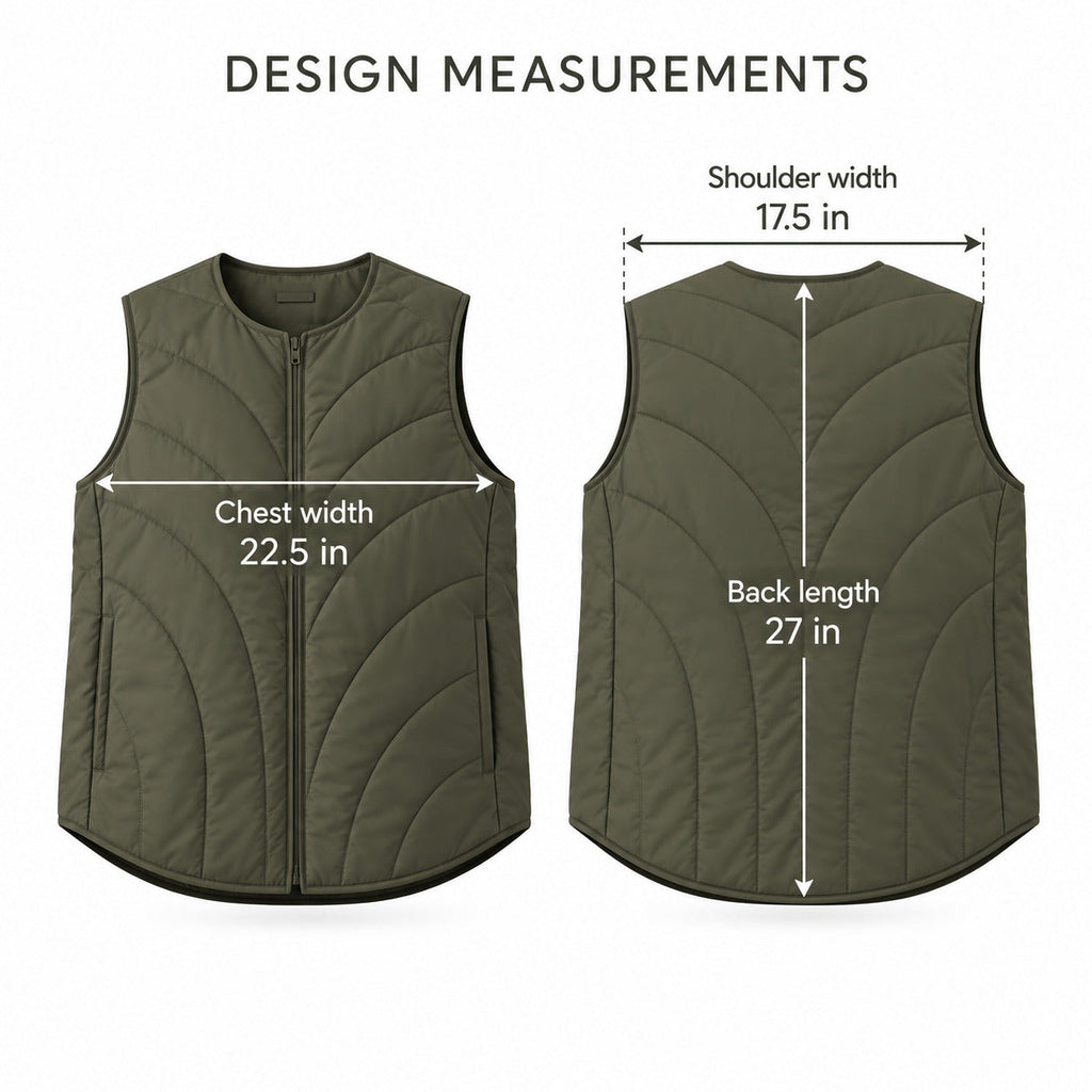CurveQuilt Lightweight Vest – Smoky Olive Unisex Vest, One Size