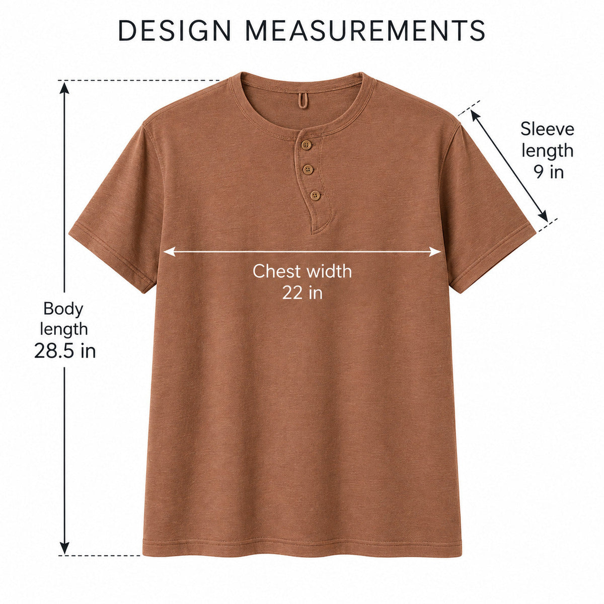 LoopPlacket Everyday Henley – Warm Clay Unisex Henley, One Size