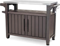 Keter Outdoor Rolling Table Cart for Food Prep, Storage, Bar & Grill, Dark Brown