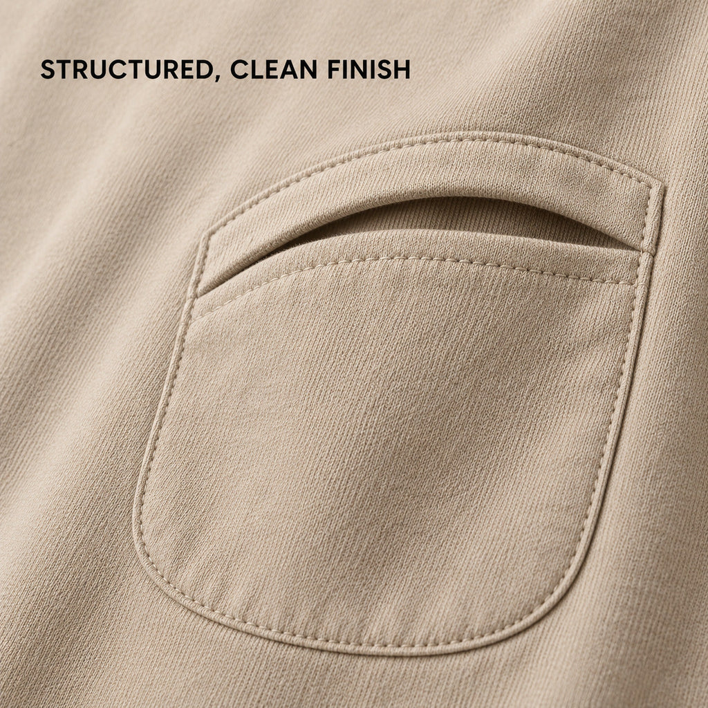 ArcPocket Box Tee – Sand Beige Unisex Tee, One Size