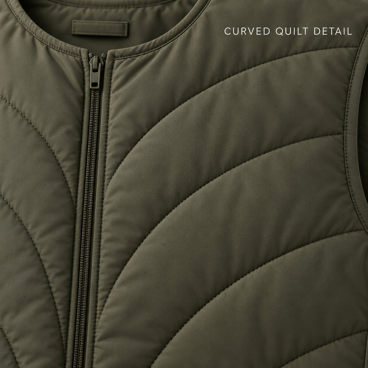 CurveQuilt Lightweight Vest – Smoky Olive Unisex Vest, One Size