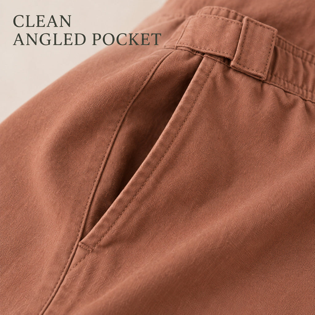 FoldTab Pull-On Shorts – Muted Clay Unisex Shorts, One Size