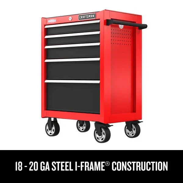 2000 Series 26-in W x 36.5-in H 5-Drawer Steel Rolling Tool Cabinet (Red)