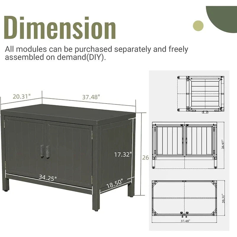 Freestanding Outdoor Kitchen Island with Storage and Prep Table - Grill Storage Cabinet