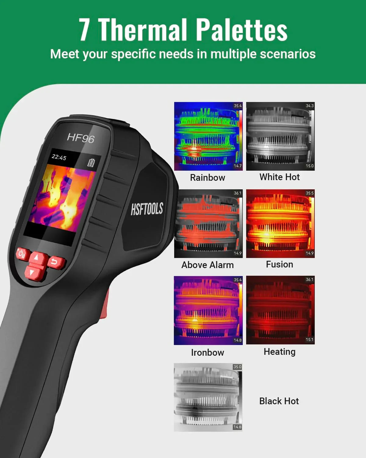 Thermal Camera, Super Resolution 240 x 240, Thermal Imaging Camera with Laser Pointer, 96 x 96 IR Resolution, 25 HZ Infrared Camera,-4°F to 1022°F, 50°FOV, 8h Battery Life Thermal Imager