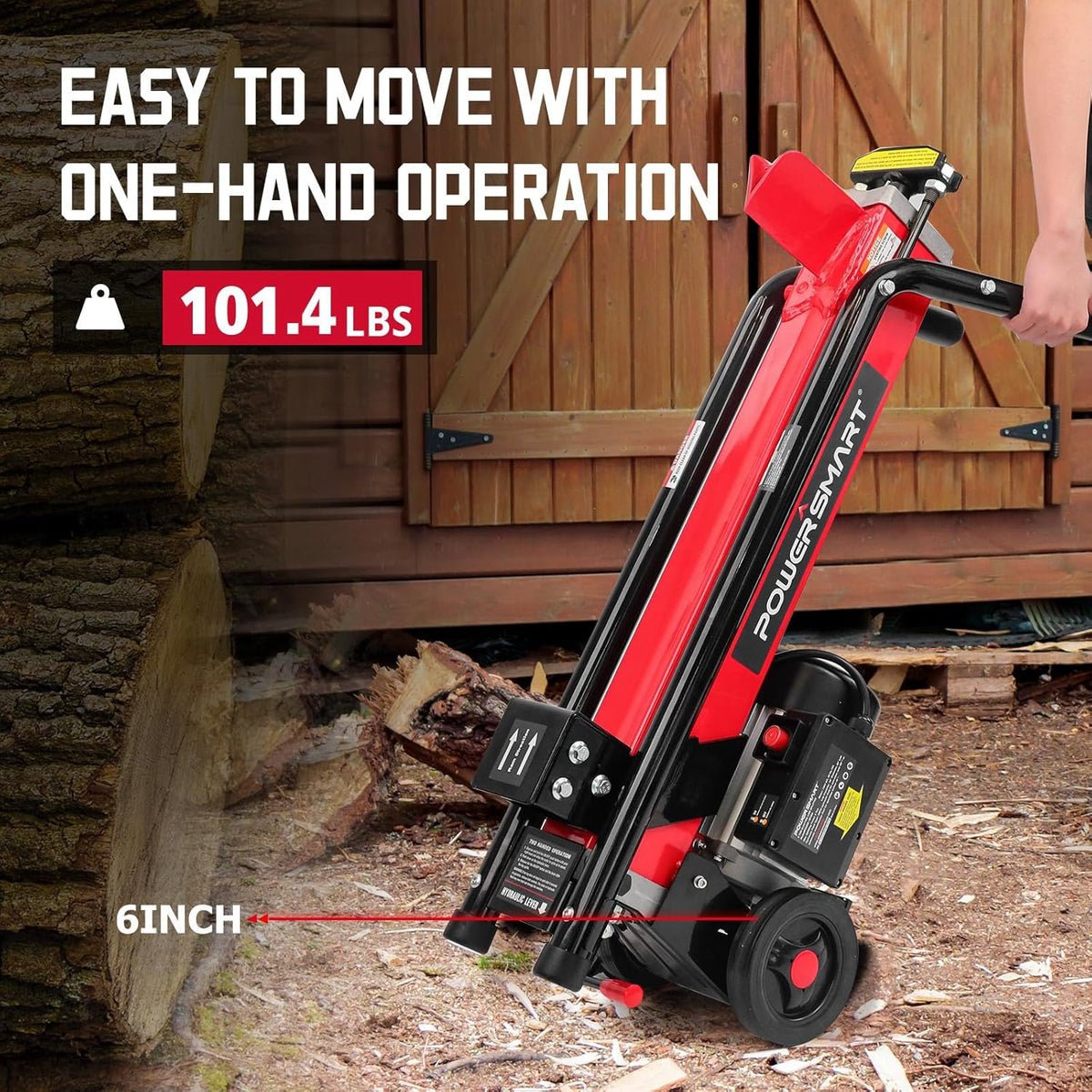 Electric Log Splitter 7-Ton - Efficient Wood Splitter with 3500 Motor Speed, 15 Amp, Horizontal Full Beam Design and Steel Wedge for Firewood & Kindling Cutting