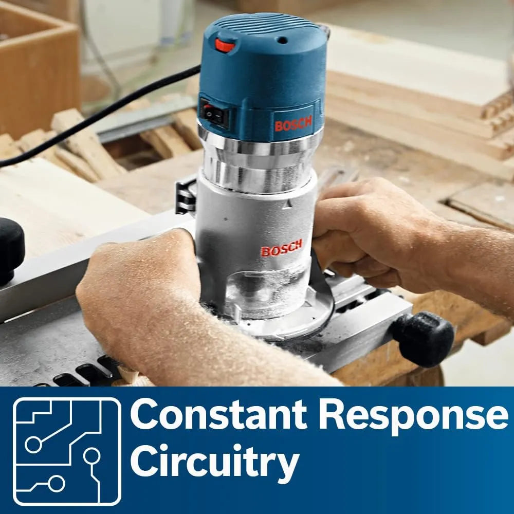 BOSCH 1617EVSPK Wood 12 Amp Router Tool Combo Kit - 2.25 Horsepower Plunge Router & Fixed Base with a Variable Speed