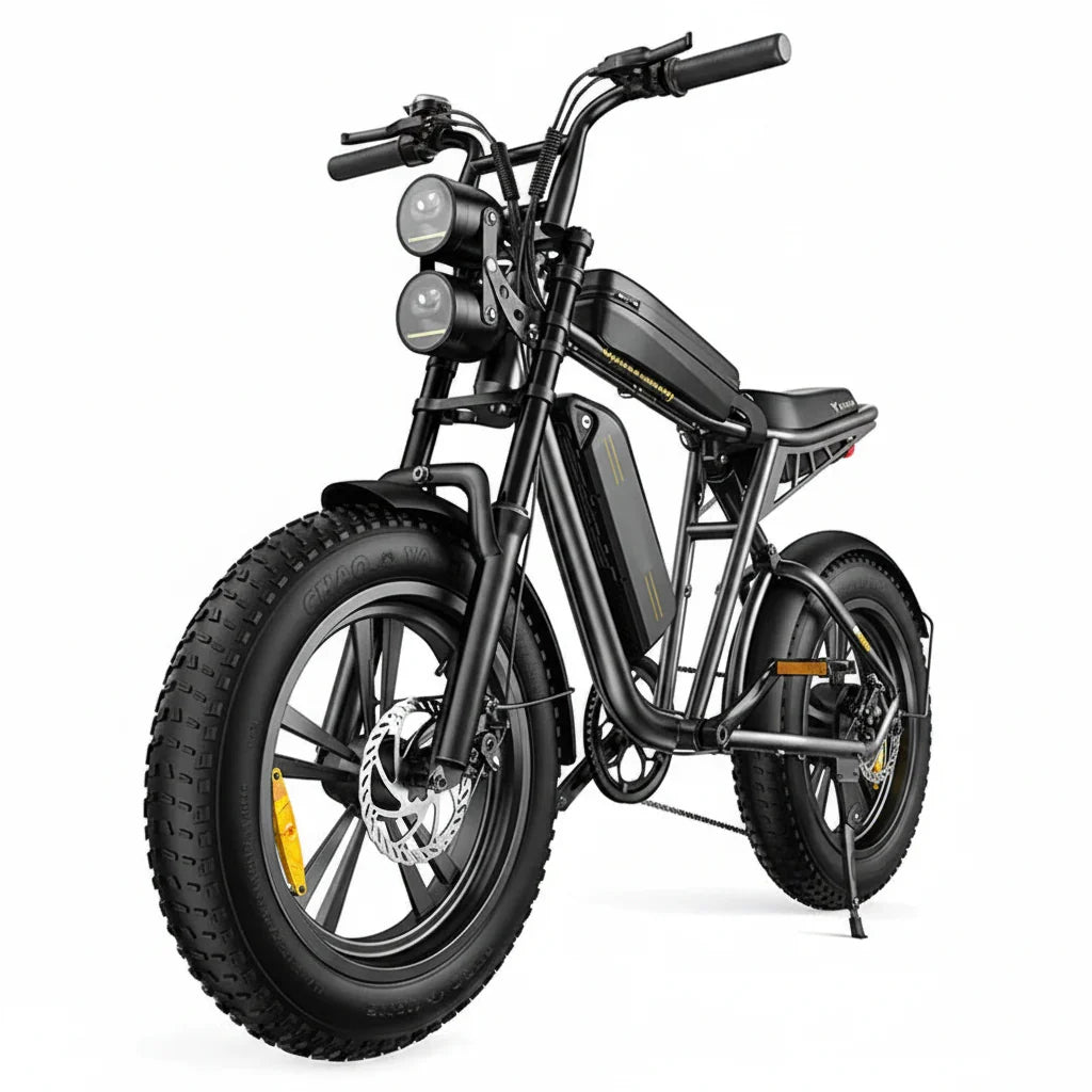 1000W Electric Bike for Adults, Retro-Style, 28mph, 94 Miles Range, 20′′x4.0′′ Fat Tires, Full Suspension, UL Certified