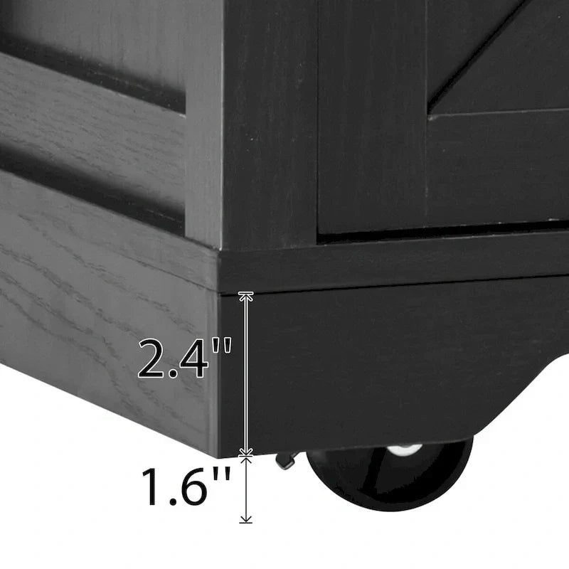53.7-Inch Farmhouse Kitchen Island with Power Outlet, Featuring 2 Sliding Barn Doors and Drop Leaf Design
