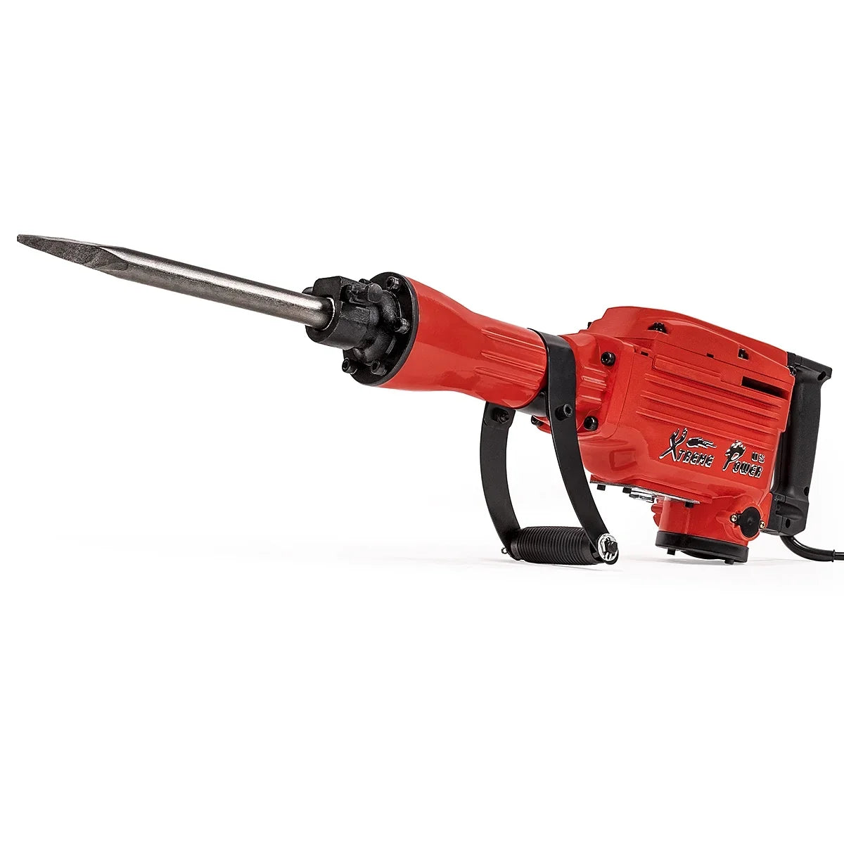 XtremepowerUS Demolition Jack Hammer Heavy Duty, 2200W Electric Jackhammer With Scraping Chisel, 1800BPM Power Drill Concrete Breaker Bar Point & Chisel Bits Chisel Set, Red