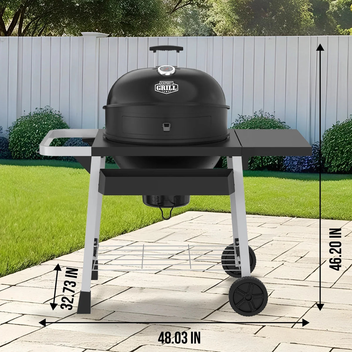 Expert Grill Kettle Cart with Pizza Accessories and Warming Rack