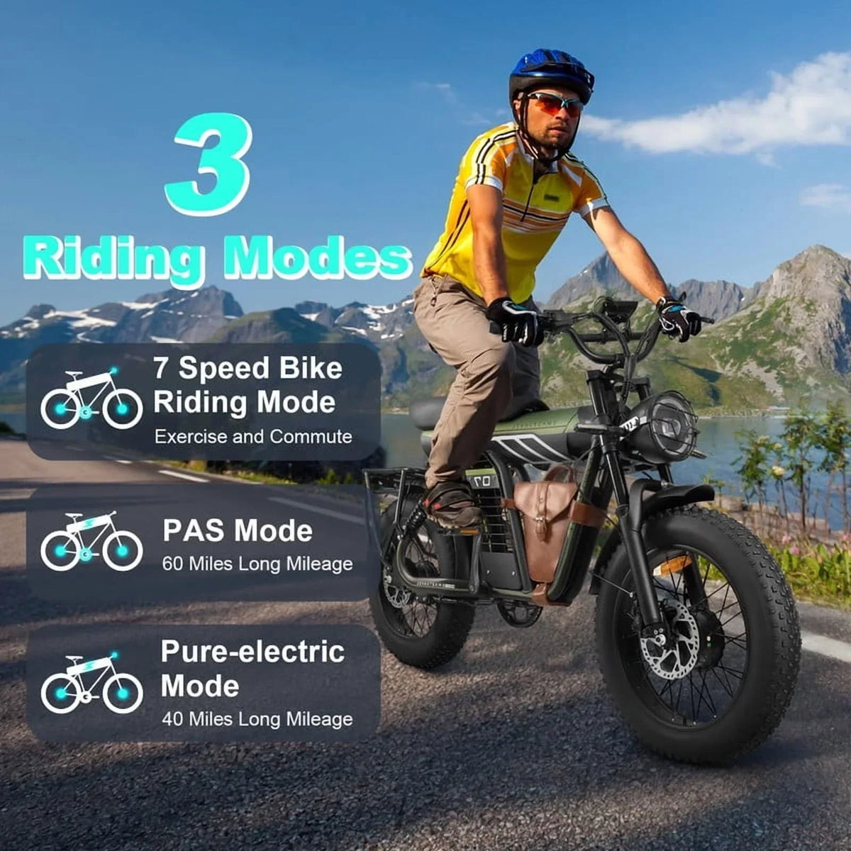 3000W(Peak) Motor 35MPH SMARTRAVEL ST202 Electric Dirt Bike for Adults, 52V50AH Dual Battery Ebike, 92+ Miles Range