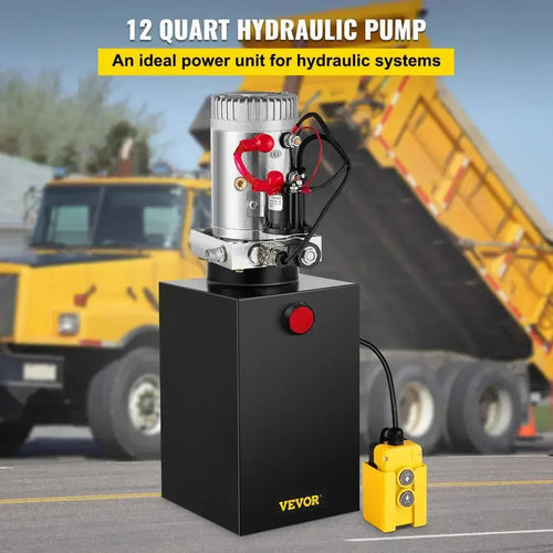 12 qt. 12-Volt 3200 PSI Hydraulic Power Pump Electric Dump Trailer Pump with Steel Reservoir for Car Lift 12LDZYCZYYBTX0001V0