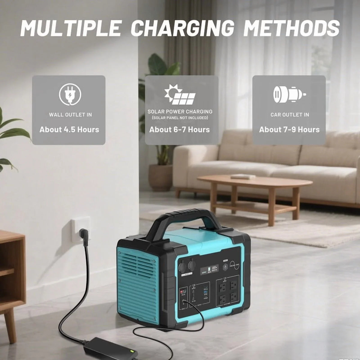1000W Portable Solar Generator, 1024Wh LiFePO4 Battery Power Station with 100W Solar Panel, USB-C Power Bank for for Camping, Outdoor Travel, RV, and Home Emergency-Blue