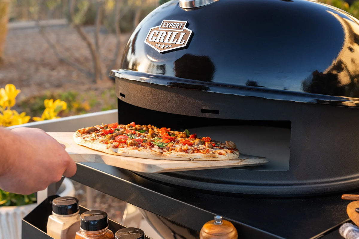 Expert Grill Kettle Cart with Pizza Accessories and Warming Rack