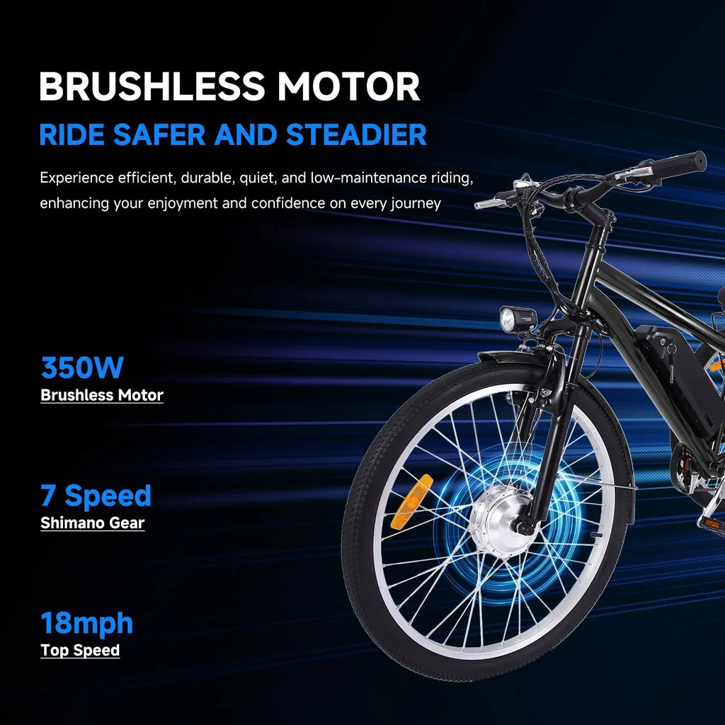 26 Inch Adult 3 Wheel Electric Tricycle with Basket, Fat Tires,7 Speeds,350W Powerful Motor, 36V 10Ah Removable Battery  Dark Gray