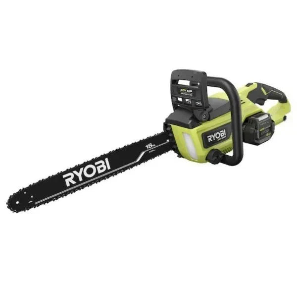 Ryobi 18′′ 40V Cordless Chainsaw Kit with Battery & Charger, Green