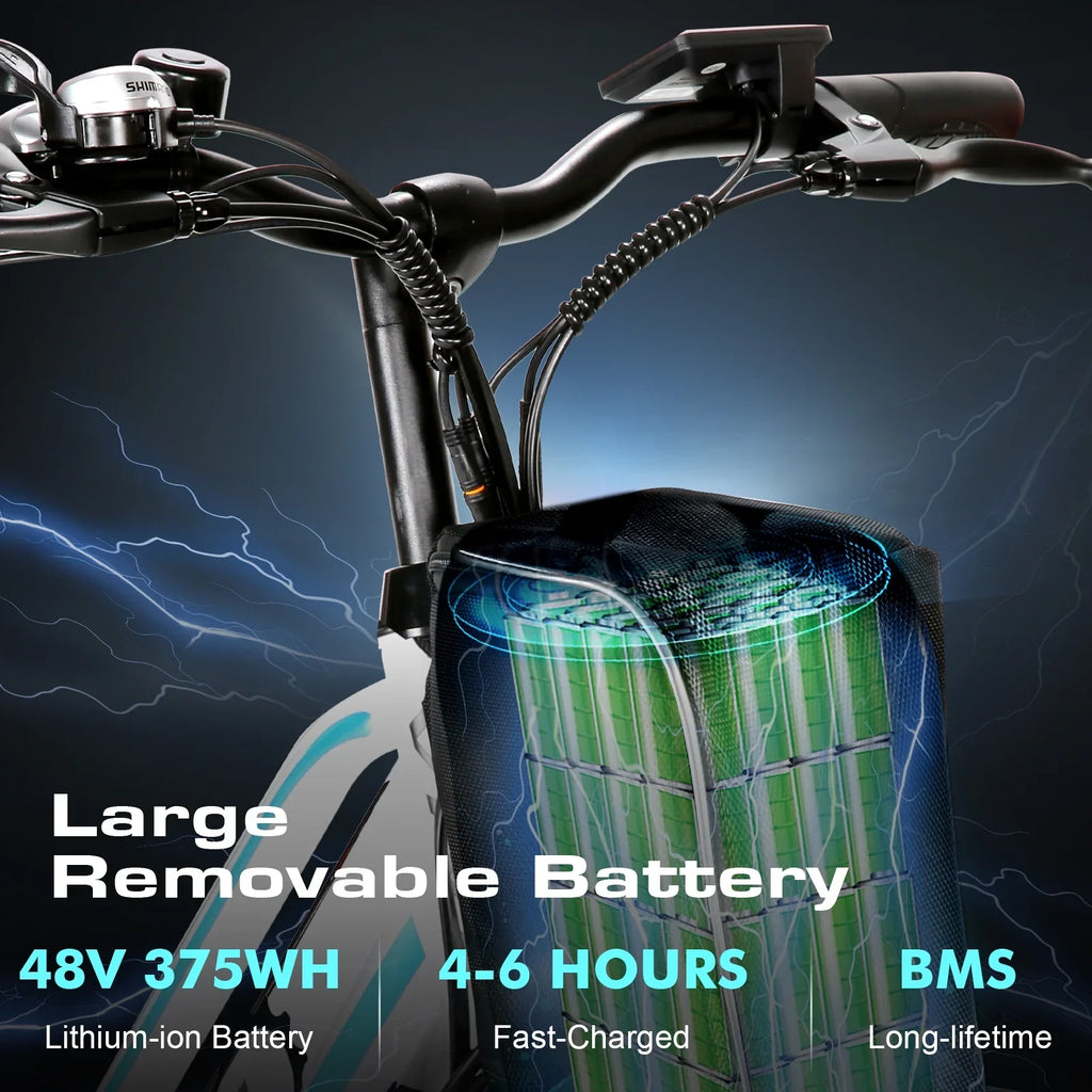 Vivi Electric Bike 26" City Commuter Electric Bike 48V 500W Step - Through Electric Bike 19.8MPH Electric Cruiser