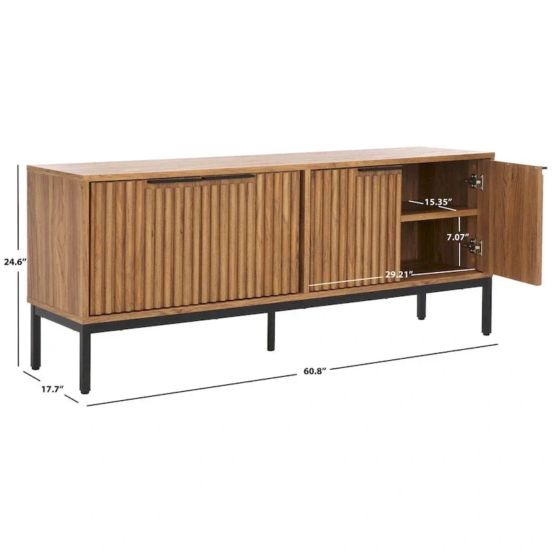 SAFAVIEH Deandra 4-Door Media Stand for Entertainment - Accommodates Up to 65-Inch Flat Screen TV - Dimensions: 60.8" W x 17.7" D x 24.6" H