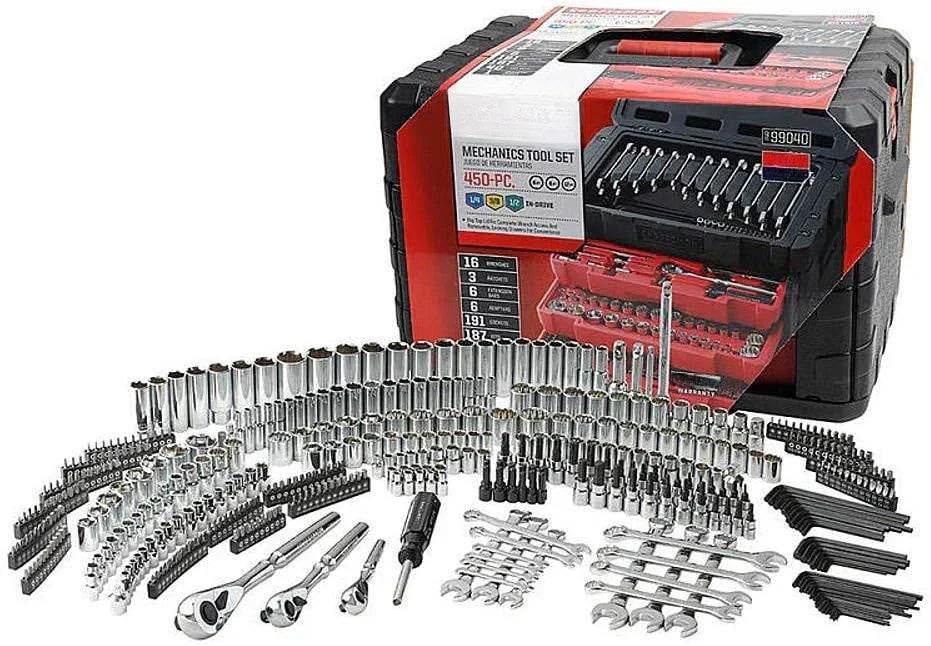 450-Piece Mechanics Tool Set, Ratchet Socket Hand Wrench Toolset