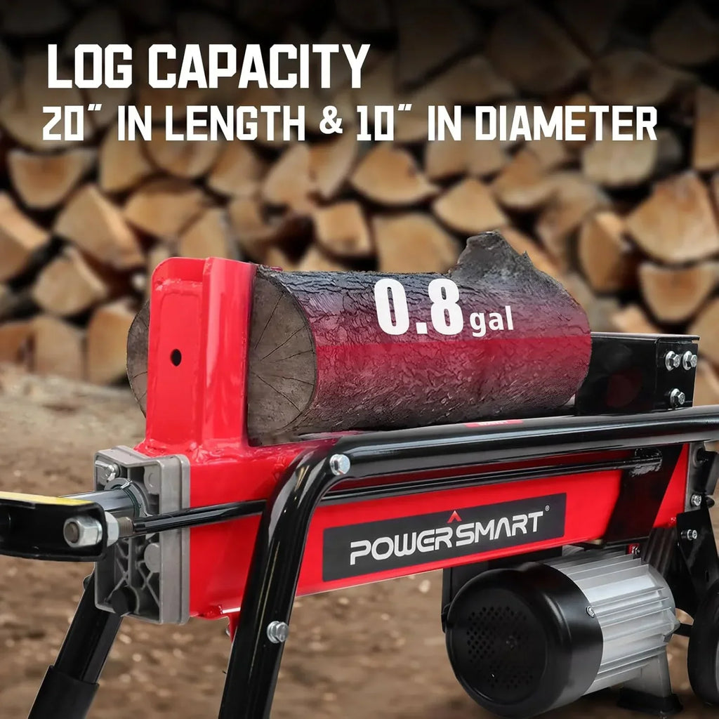 Electric Log Splitter 7-Ton - Efficient Wood Splitter with 3500 Motor Speed, 15 Amp, Horizontal Full Beam Design and Steel Wedge for Firewood & Kindling Cutting