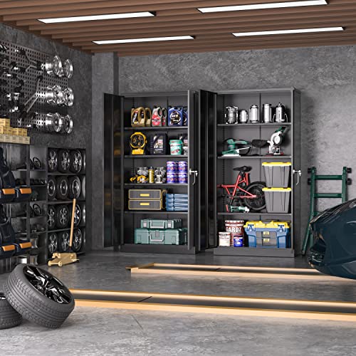 Atripark Metal Storage Cabinet with Lock, 72" Lockable Garage Tool Cabinet with Doors
