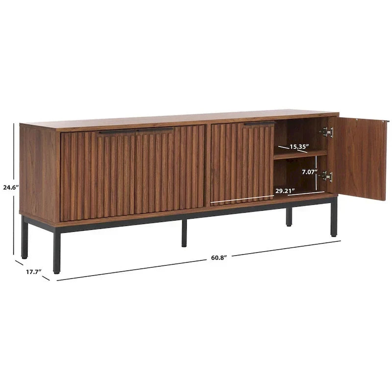 SAFAVIEH Deandra 4-Door Media Stand for Entertainment - Accommodates Up to 65-Inch Flat Screen TV - Dimensions: 60.8" W x 17.7" D x 24.6" H